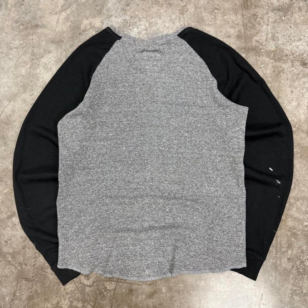 Y2K ECKO UNLTD Gray & Black Grunge Waffle Knit Thermal Long Sleeve Fits XL - Picture 2 of 4